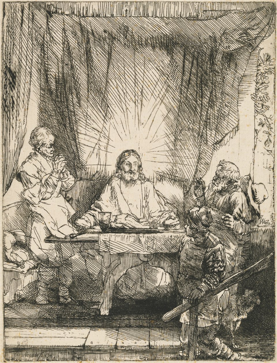 Kristus i Emmaus: det større bildet av Rembrandt van Rijn
