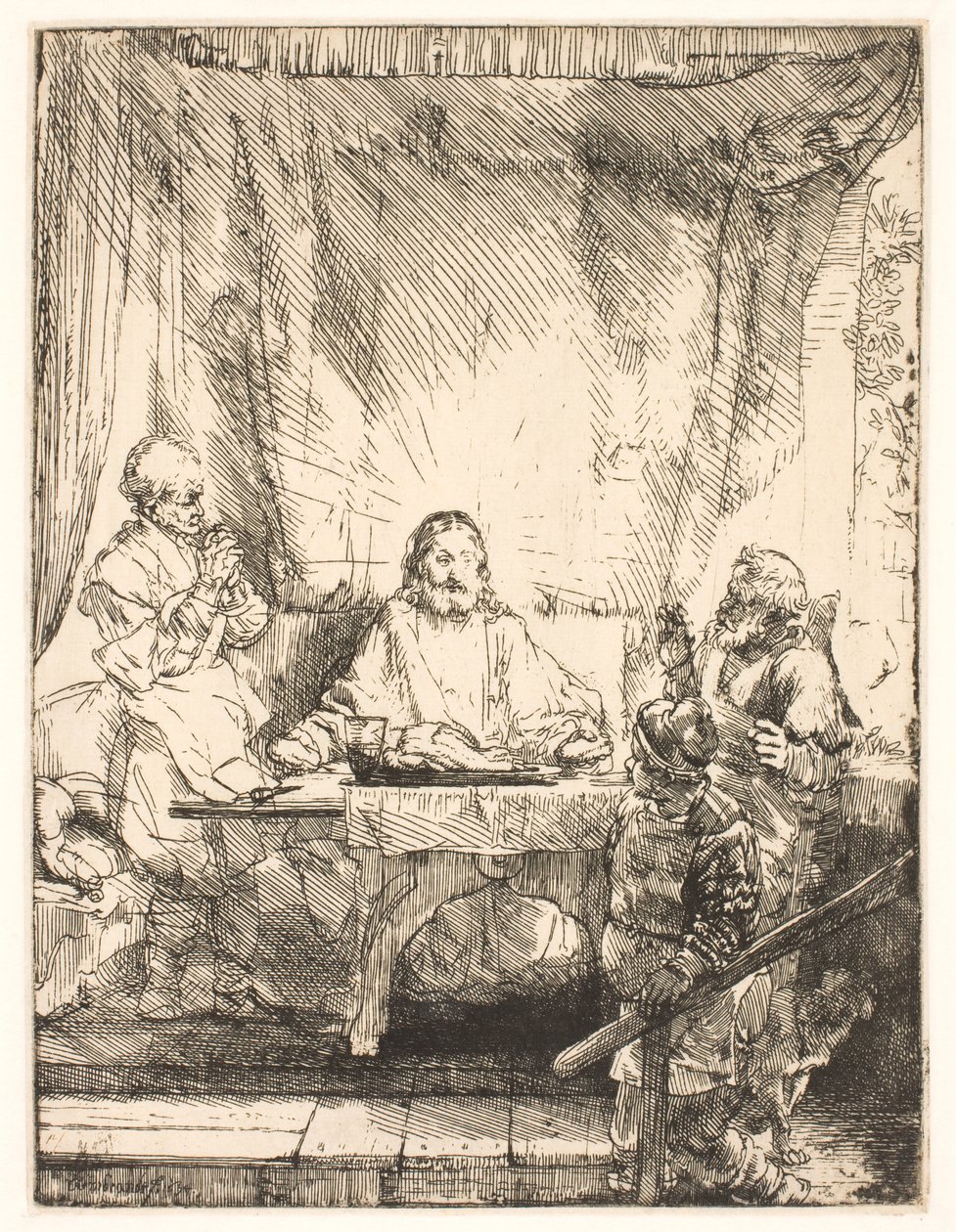 Kristus i Emmaus: den større tallerkenen av Rembrandt van Rijn