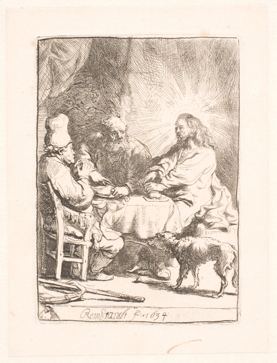 Kristus i Emmaus: den mindre tallerkenen av Rembrandt van Rijn