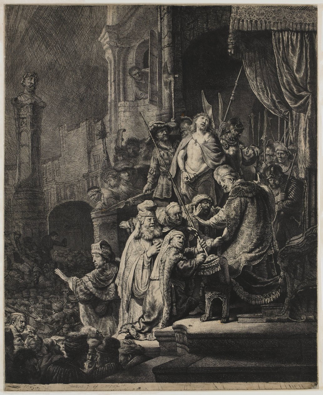Kristus før Pilatus: stor tallerken av Rembrandt van Rijn
