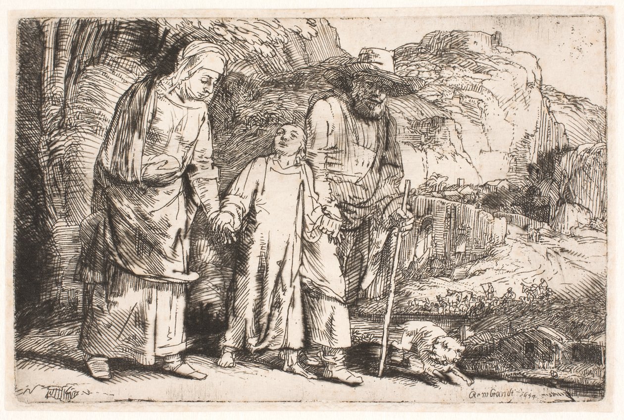 Kristus mellom foreldrene sine, på vei hjem fra tempelet av Rembrandt van Rijn