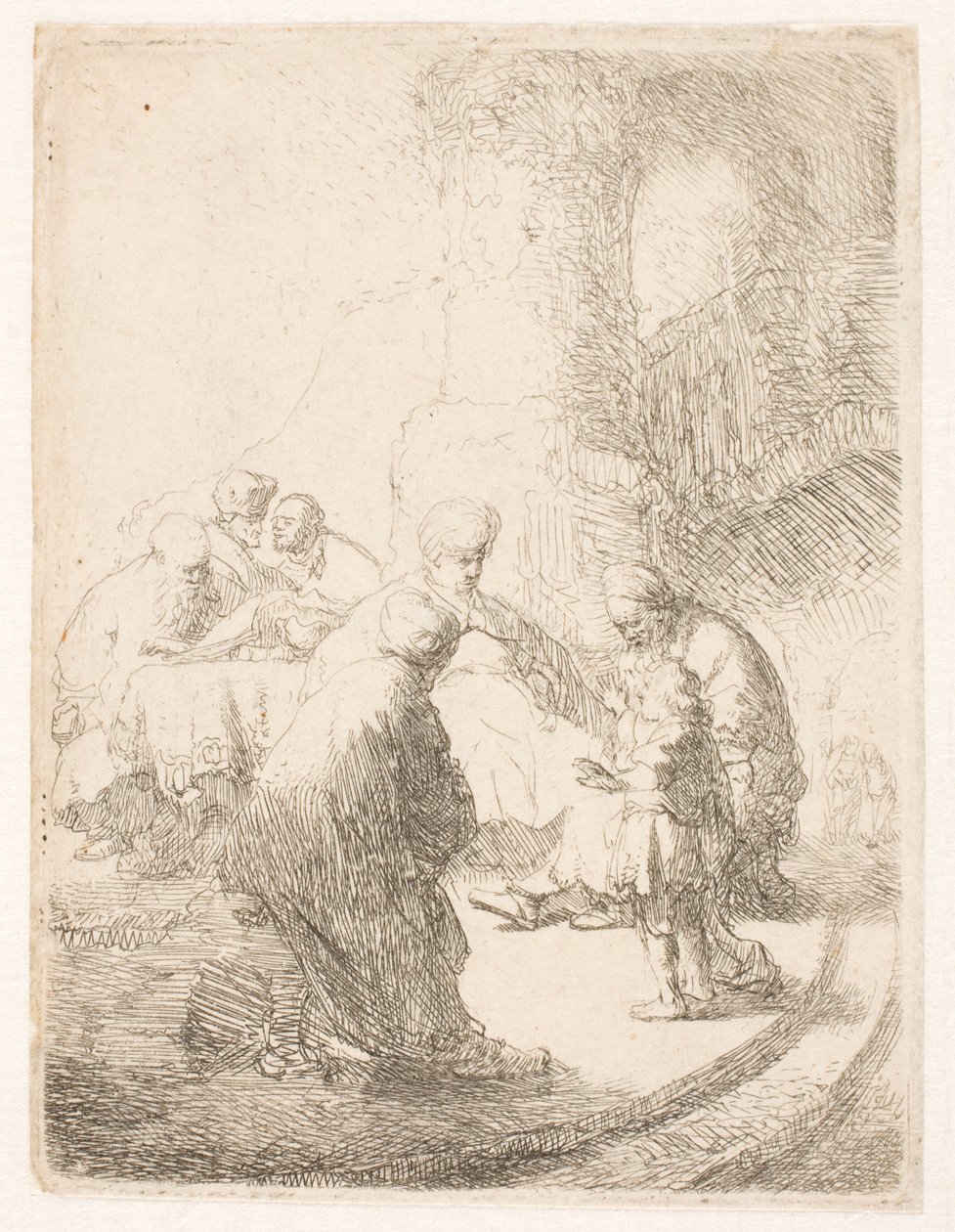 Kristus i diskusjon med de skriftlærde: liten tavle av Rembrandt van Rijn