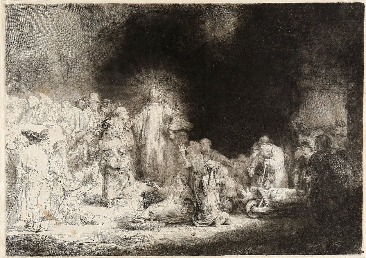 Kristus helbreder de syke The Hundred Guilder Print av Rembrandt van Rijn