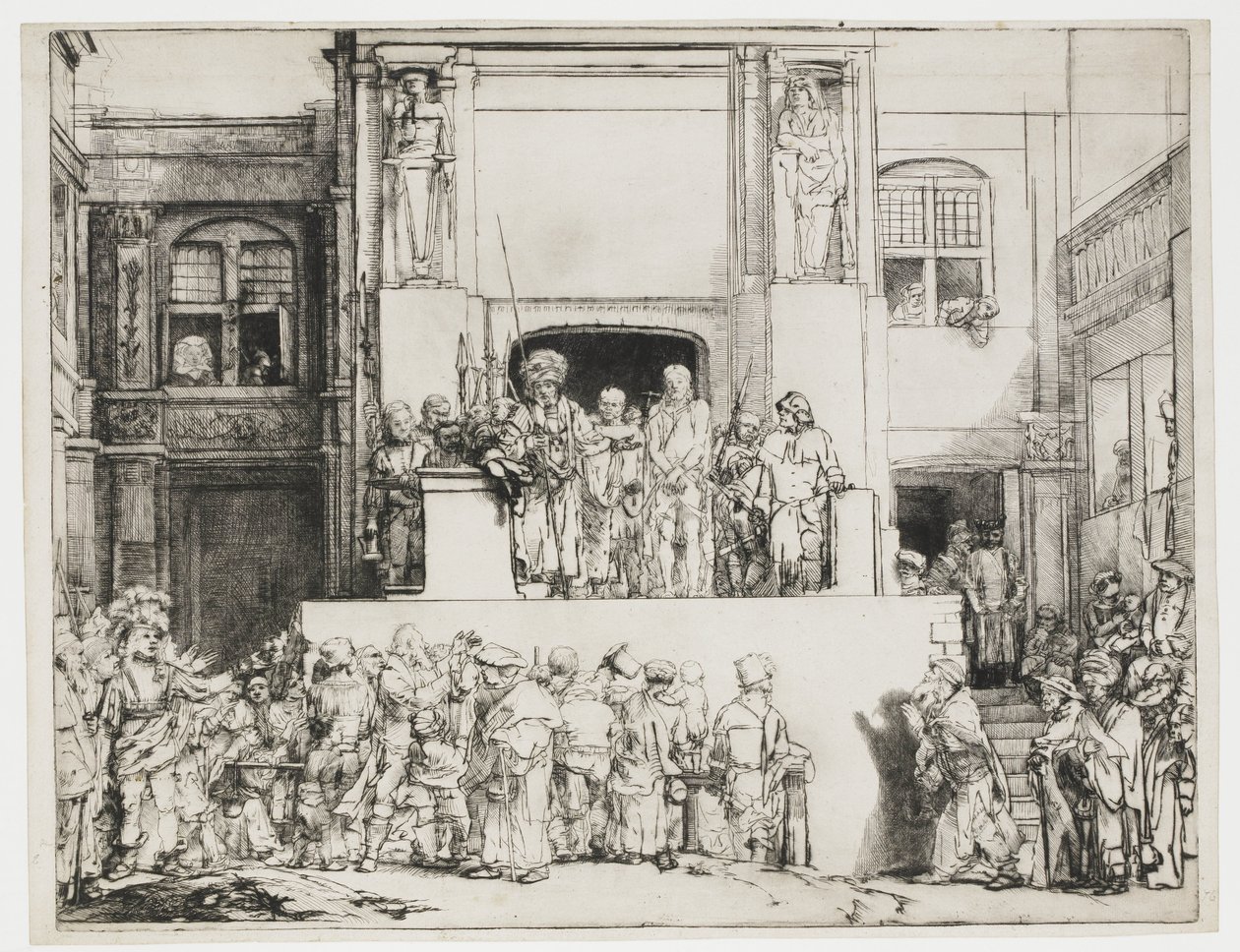 Kristus presentert for folket: avlang tallerken av Rembrandt van Rijn