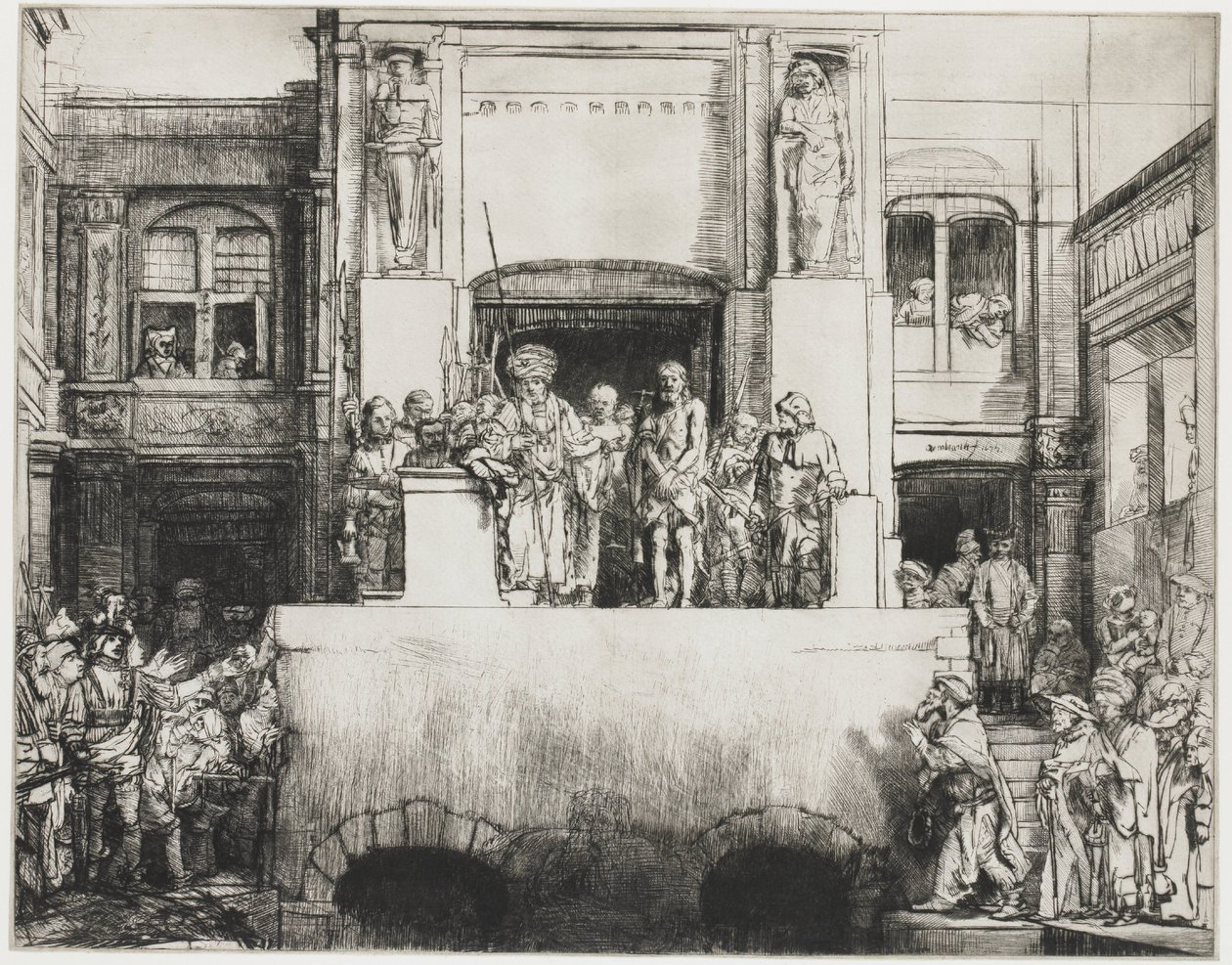 Kristus presentert for folket: avlang tallerken av Rembrandt van Rijn