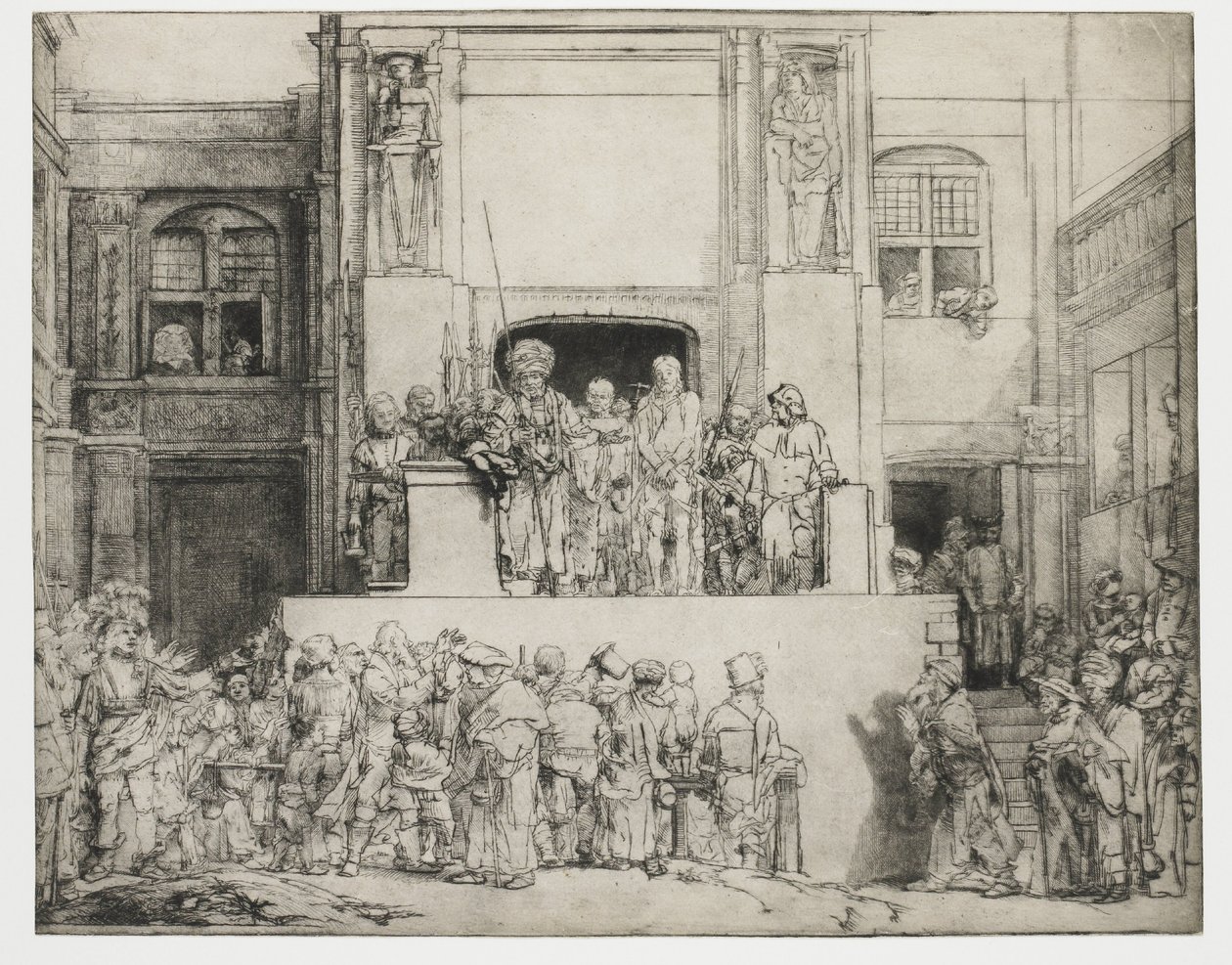 Kristus presentert for folket: avlang tallerken av Rembrandt van Rijn