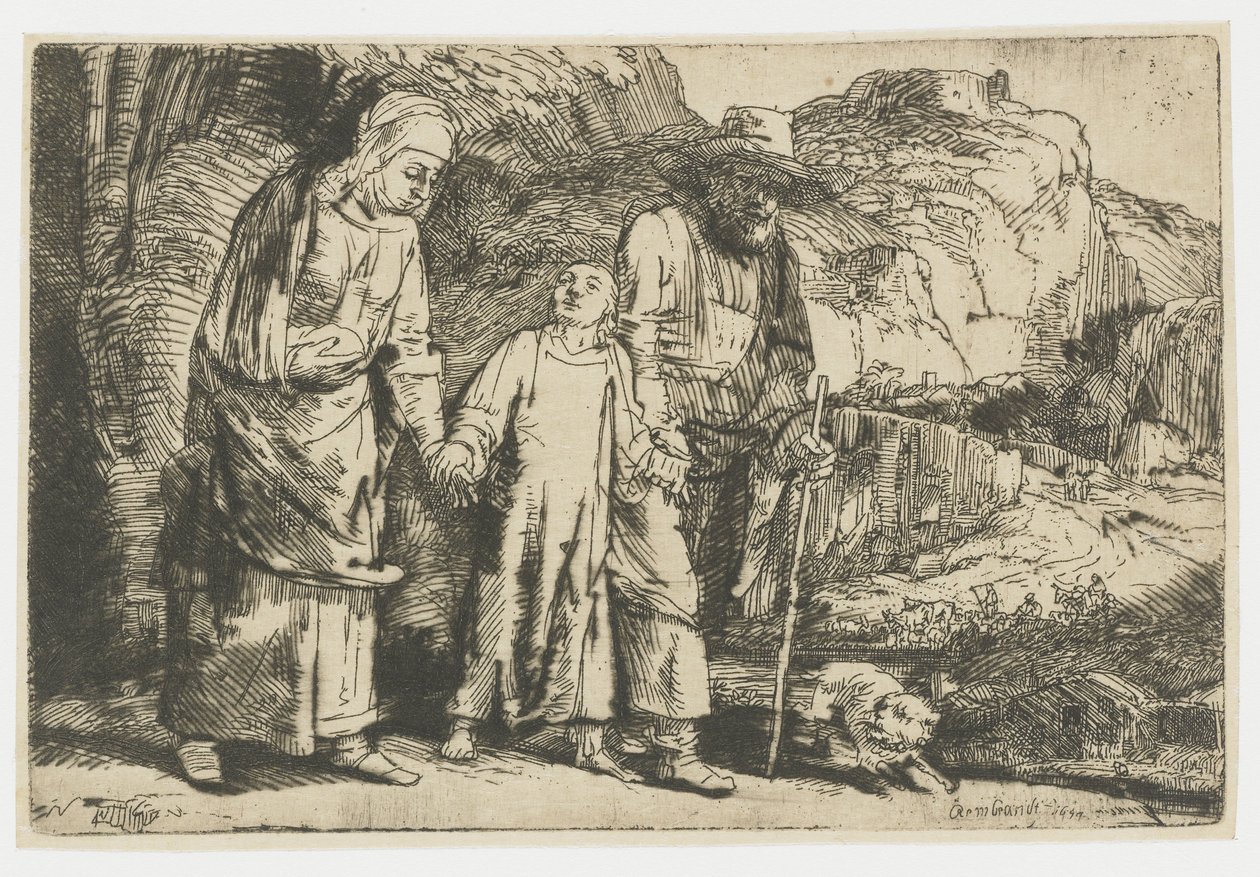 Kristus vender tilbake fra templet med foreldrene sine av Rembrandt van Rijn