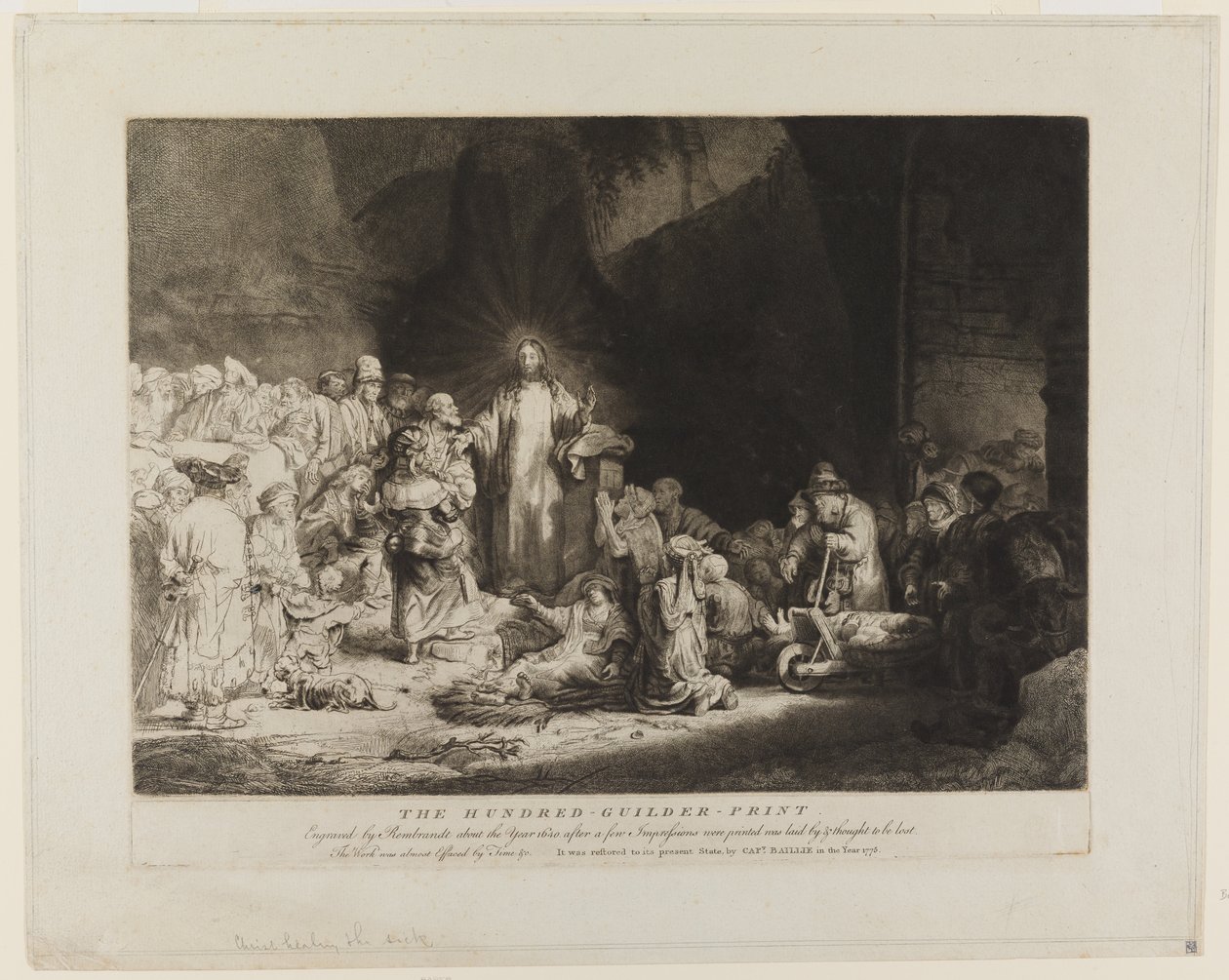 Kristus omgitt av syke, mens han tar imot små barn av Rembrandt van Rijn