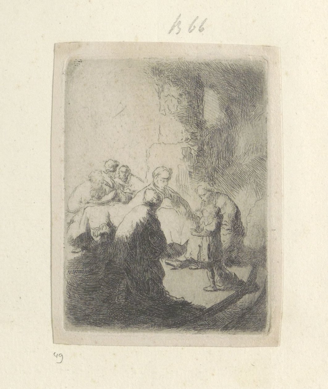 Kristus og de skriftlærde: Lite bilde Recueil de quatre-vingt-cinq estampes originales (serietittel) av Rembrandt van Rijn
