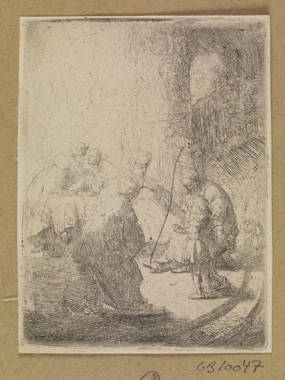 Kristus som barn og de skriftlærde. Liten tallerken av Rembrandt van Rijn