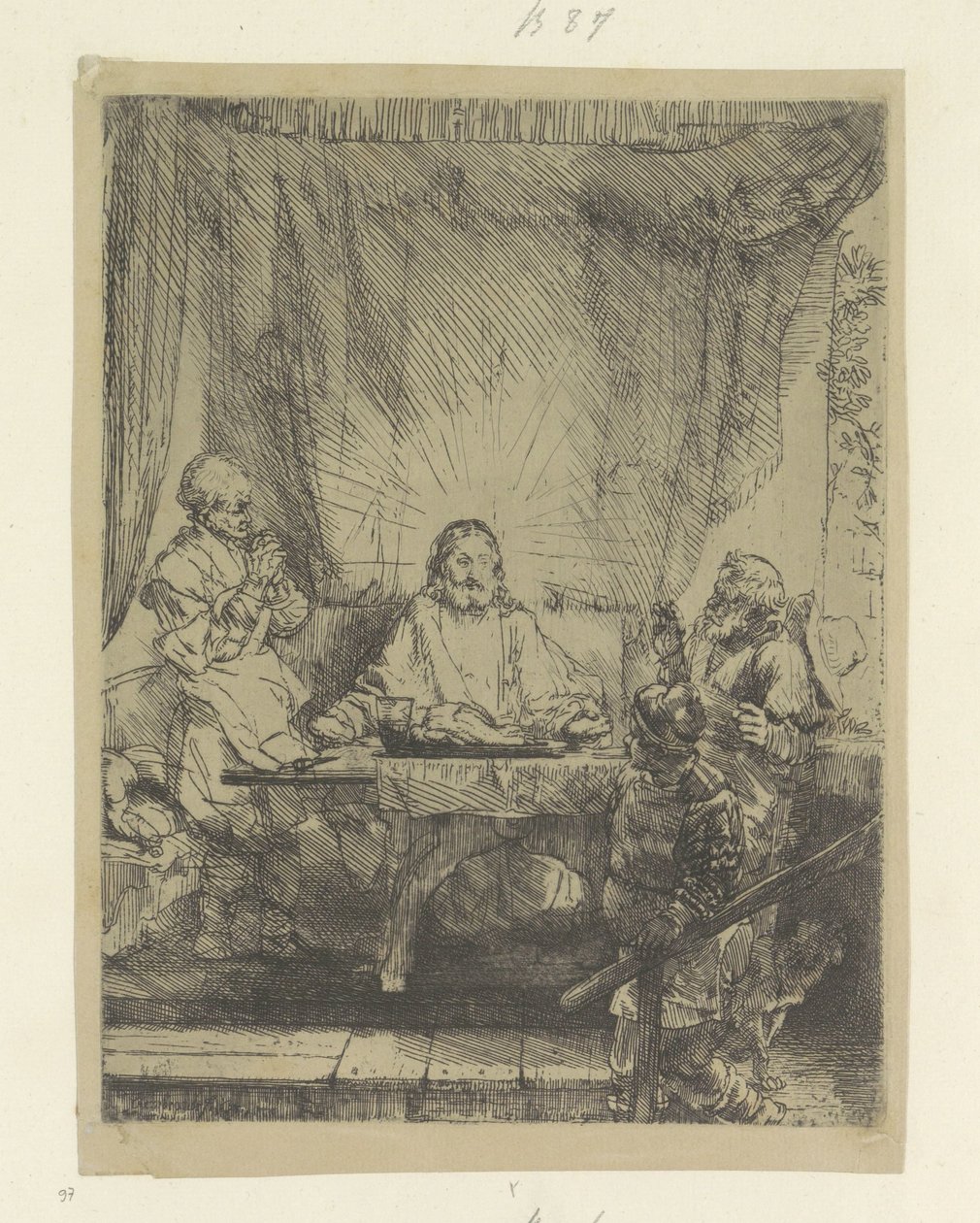 Christus te Emmaus: grote plaat Samling av åttifem originaltrykk (serietittel) av Rembrandt van Rijn