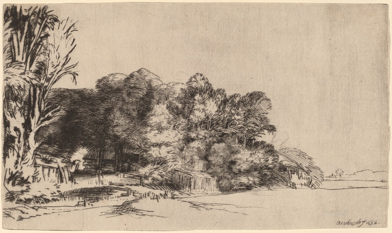 Treklump med en Vista av Rembrandt van Rijn