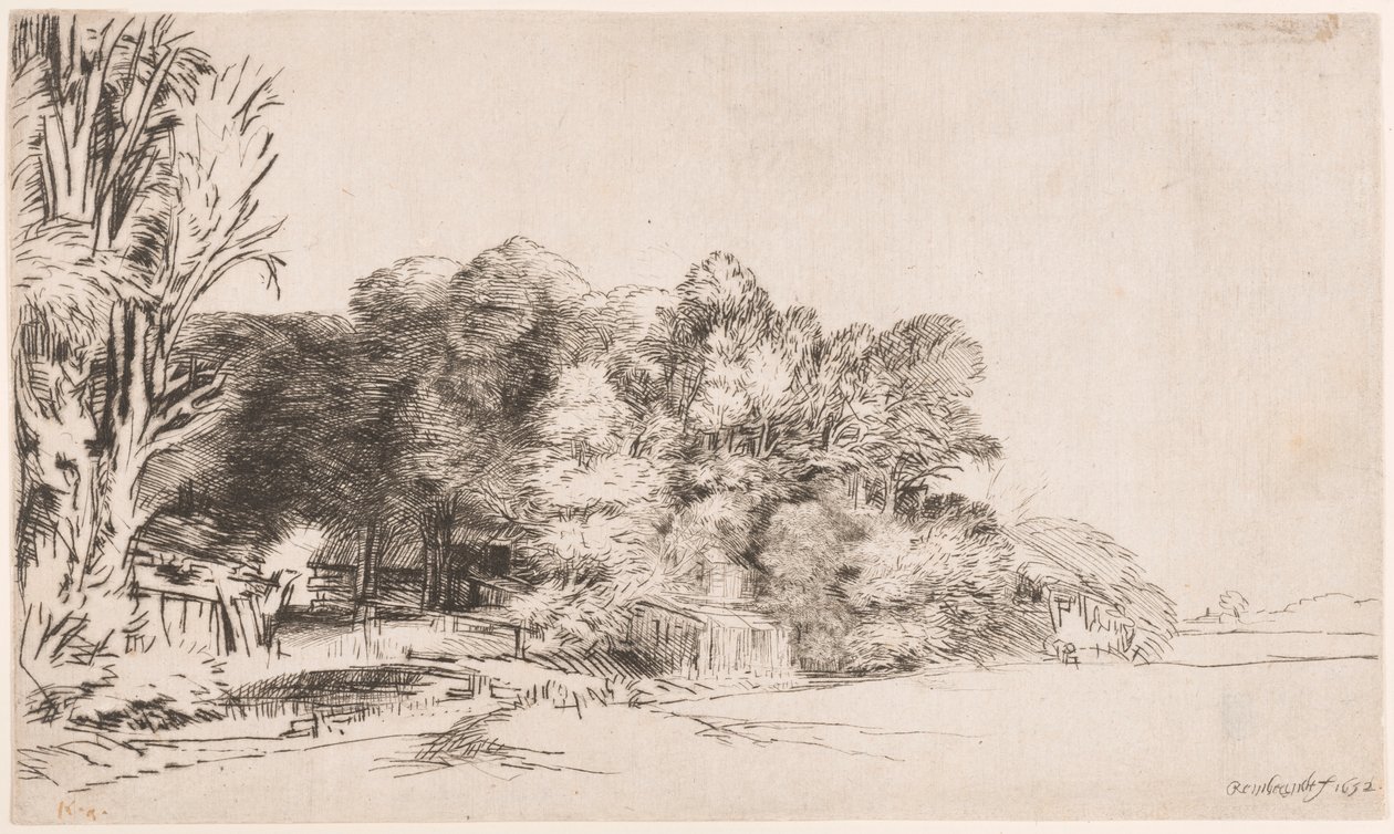 Treklump med en Vista av Rembrandt van Rijn