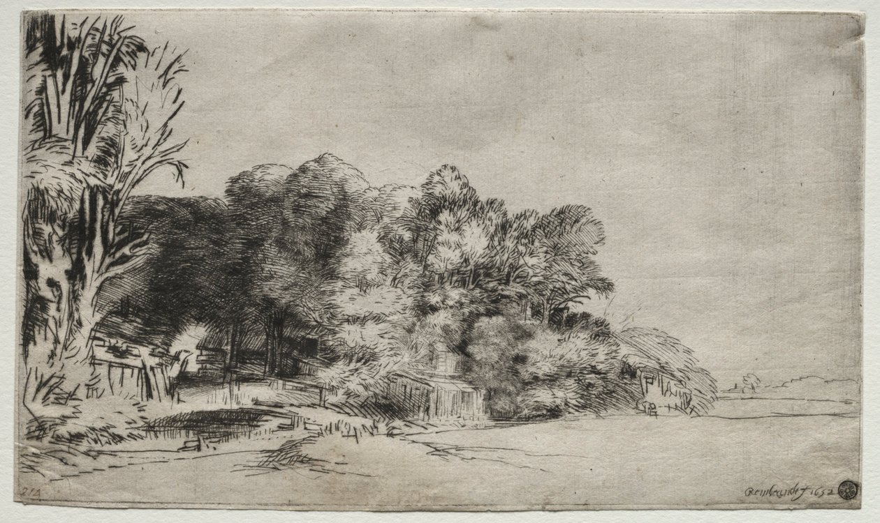 Treklump med utsikt, 1652. av Rembrandt van Rijn