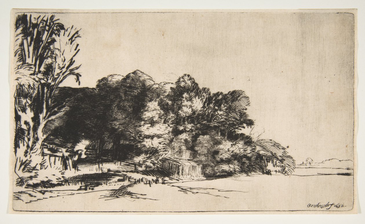 Treklump med utsikt, 1652. av Rembrandt van Rijn