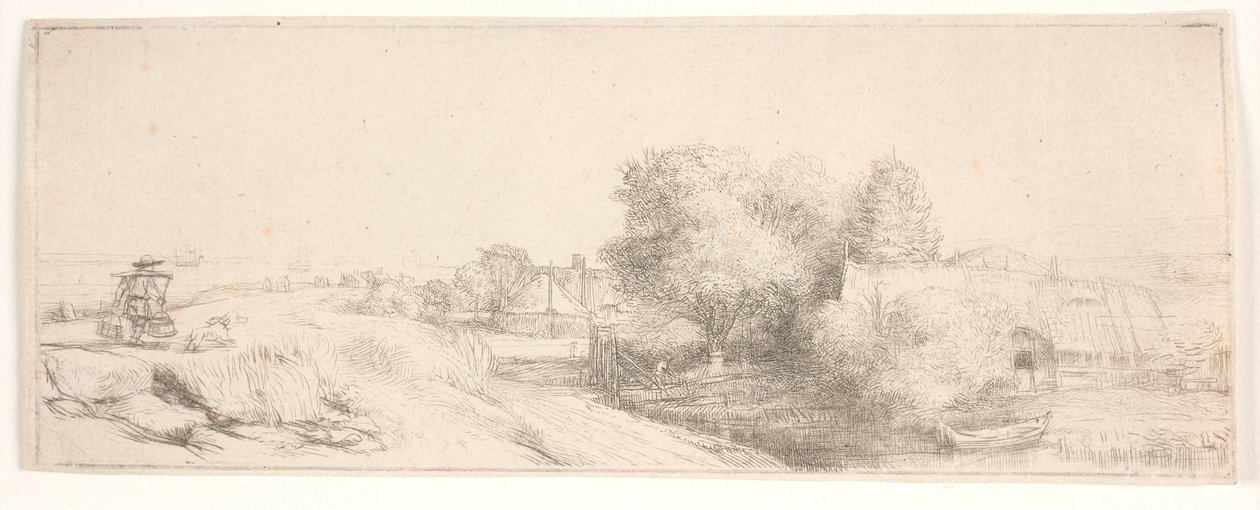 Kontraprøve av «Landskap med melkemann» av Rembrandt van Rijn
