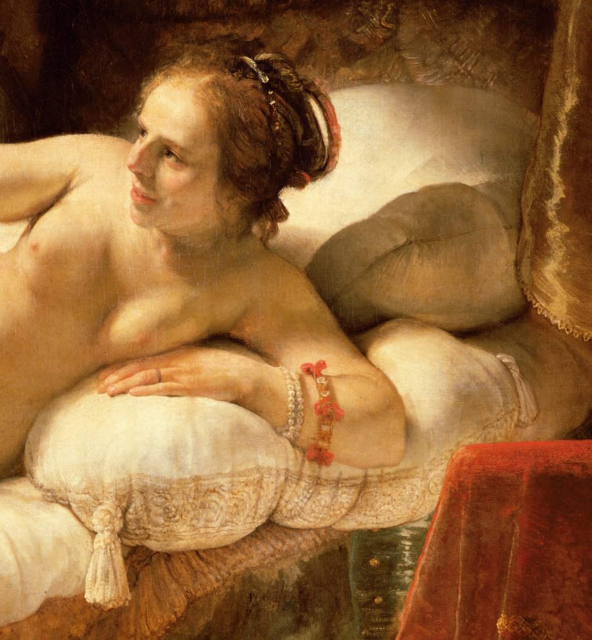Danae, 1643 olje på lerret detalj av 47569 av Rembrandt van Rijn