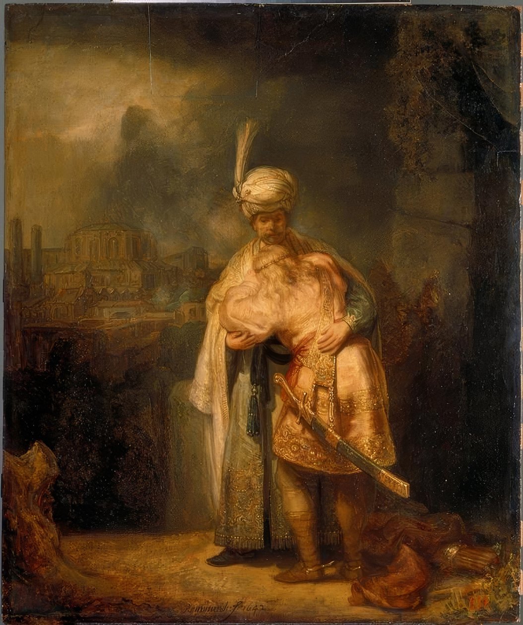 David sier farvel til Jonathan av Rembrandt van Rijn