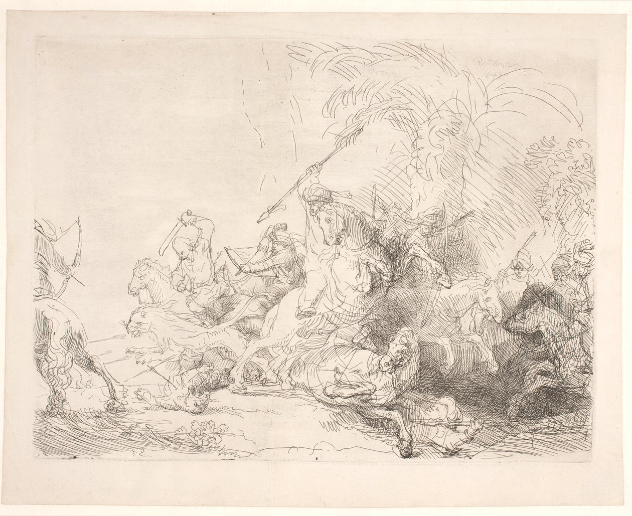 Den store løvejakten av Rembrandt van Rijn
