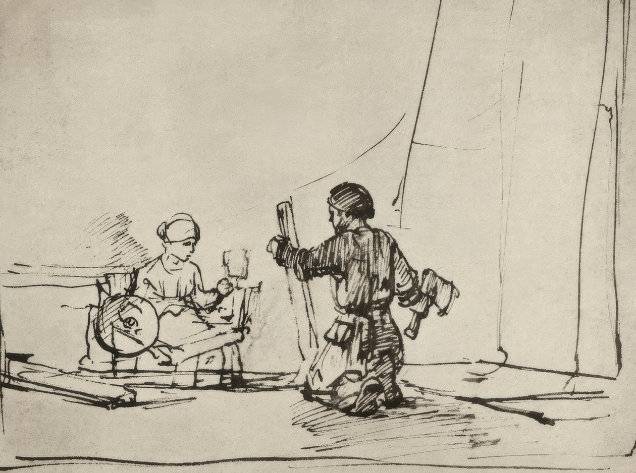Den hellige familie på verkstedet av Rembrandt van Rijn