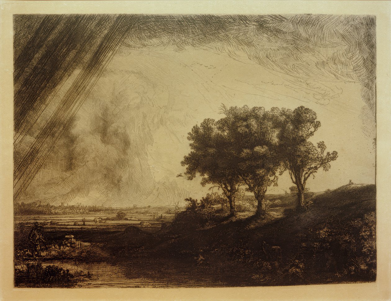 Landskapet med de tre trærne av Rembrandt van Rijn