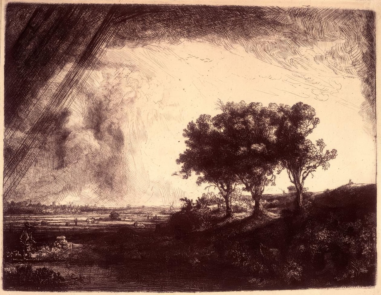 Landskapet med de tre trærne av Rembrandt van Rijn
