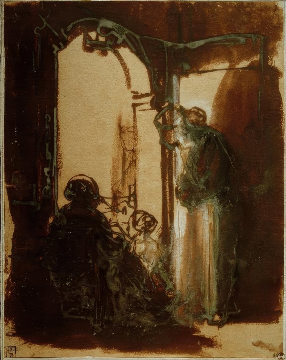 Tre kvinner ved døren av Rembrandt van Rijn