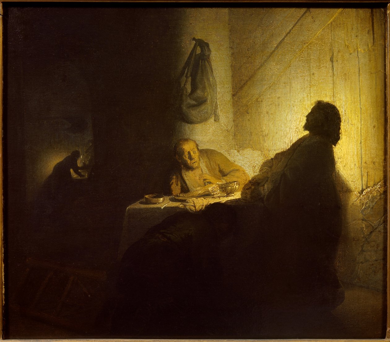Emmaus Pelerins. Maleri av Rembrandt Harmenszoon van Rijn dit Rembrandt (1606-1669) Ec. Hul. av Rembrandt van Rijn