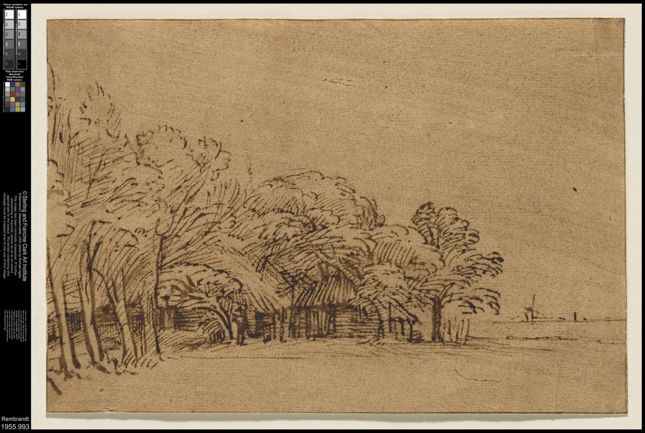 Gård under trær, ca.1650 av Rembrandt van Rijn