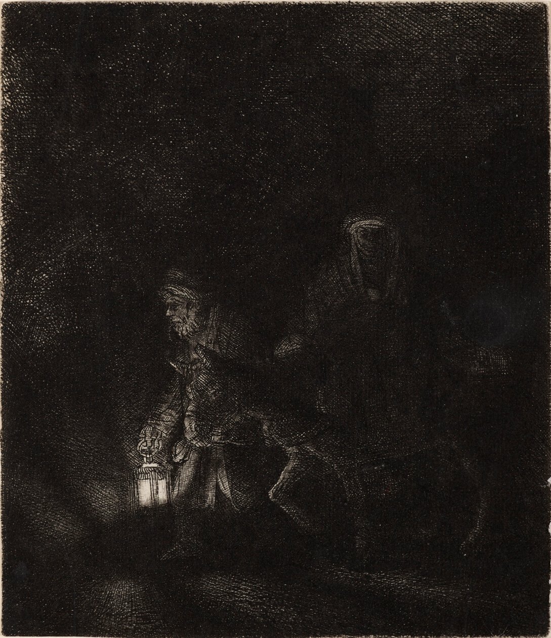 Flukten til Egypt: Et nattstykke av Rembrandt van Rijn