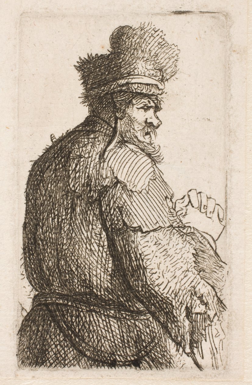 Gammel mann sett bakfra av Rembrandt van Rijn