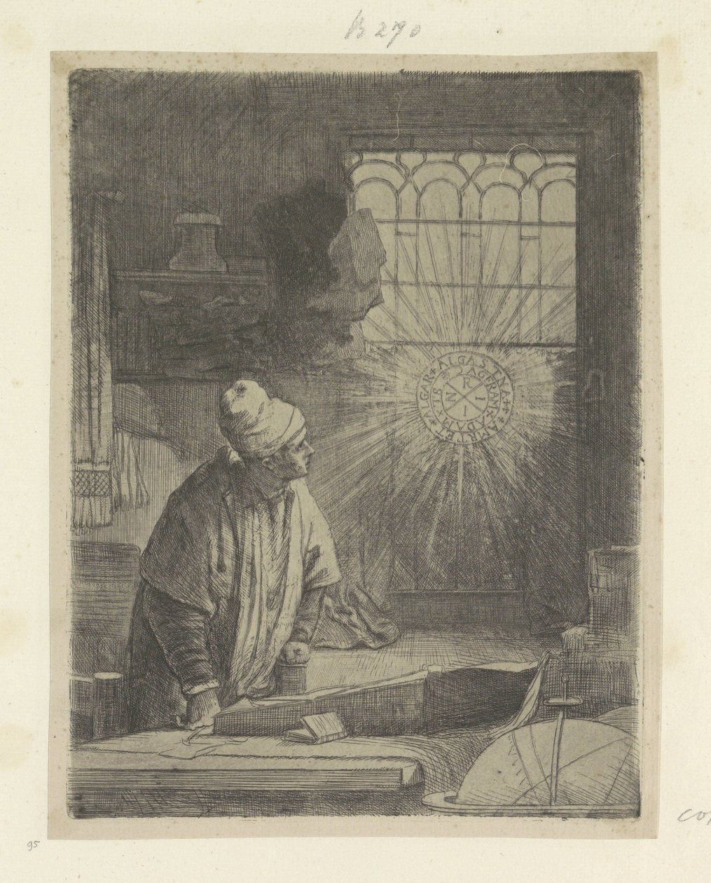 Forsker i sin studie (Faust) Recueil de quatre-vingt-cinq estampes originales (serietittel) av Rembrandt van Rijn