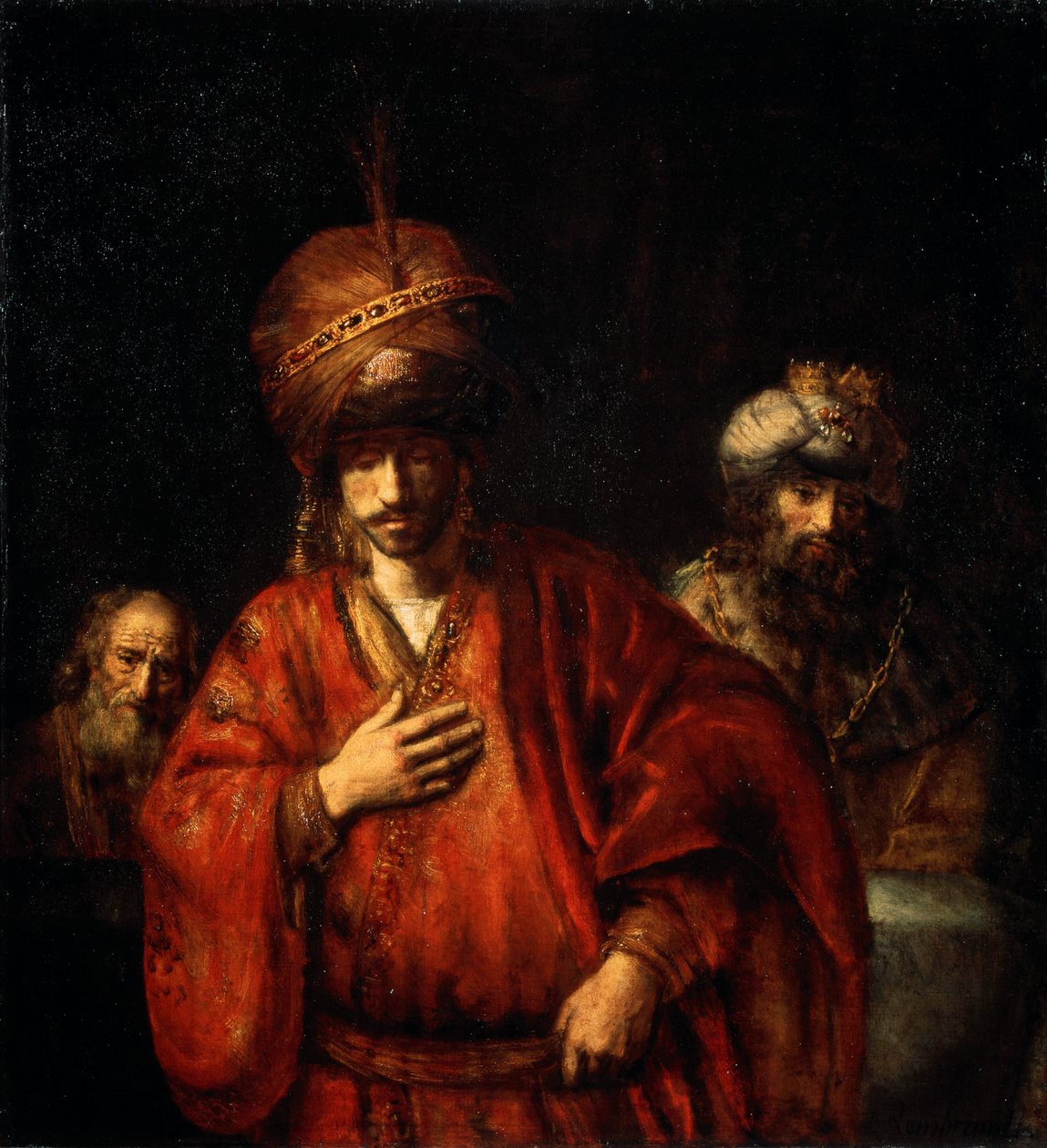 Haman anerkjenner sin skjebne David og Uriah, 1665. av Rembrandt van Rijn