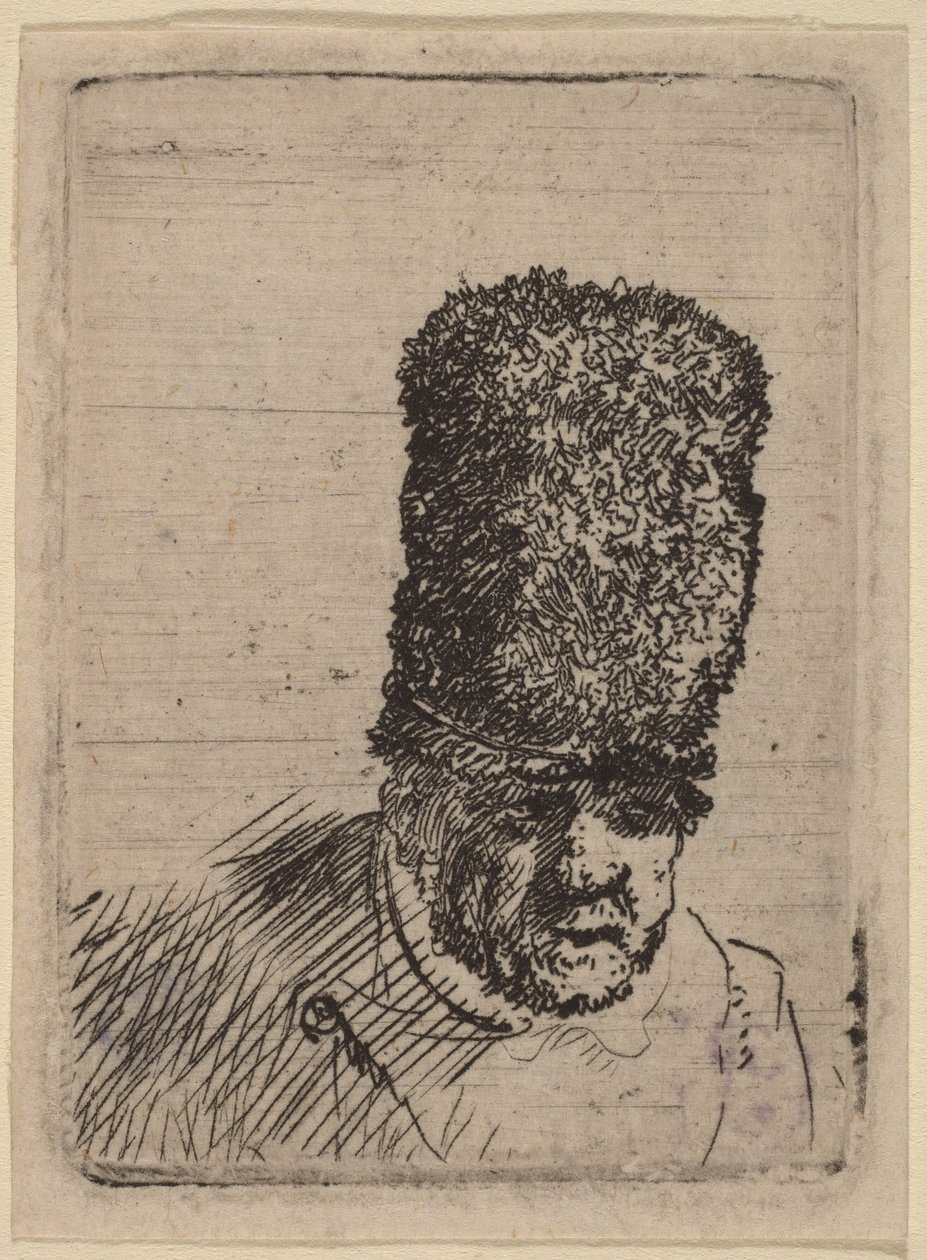 Hodet til en gammel mann med høy pelslue av Rembrandt van Rijn