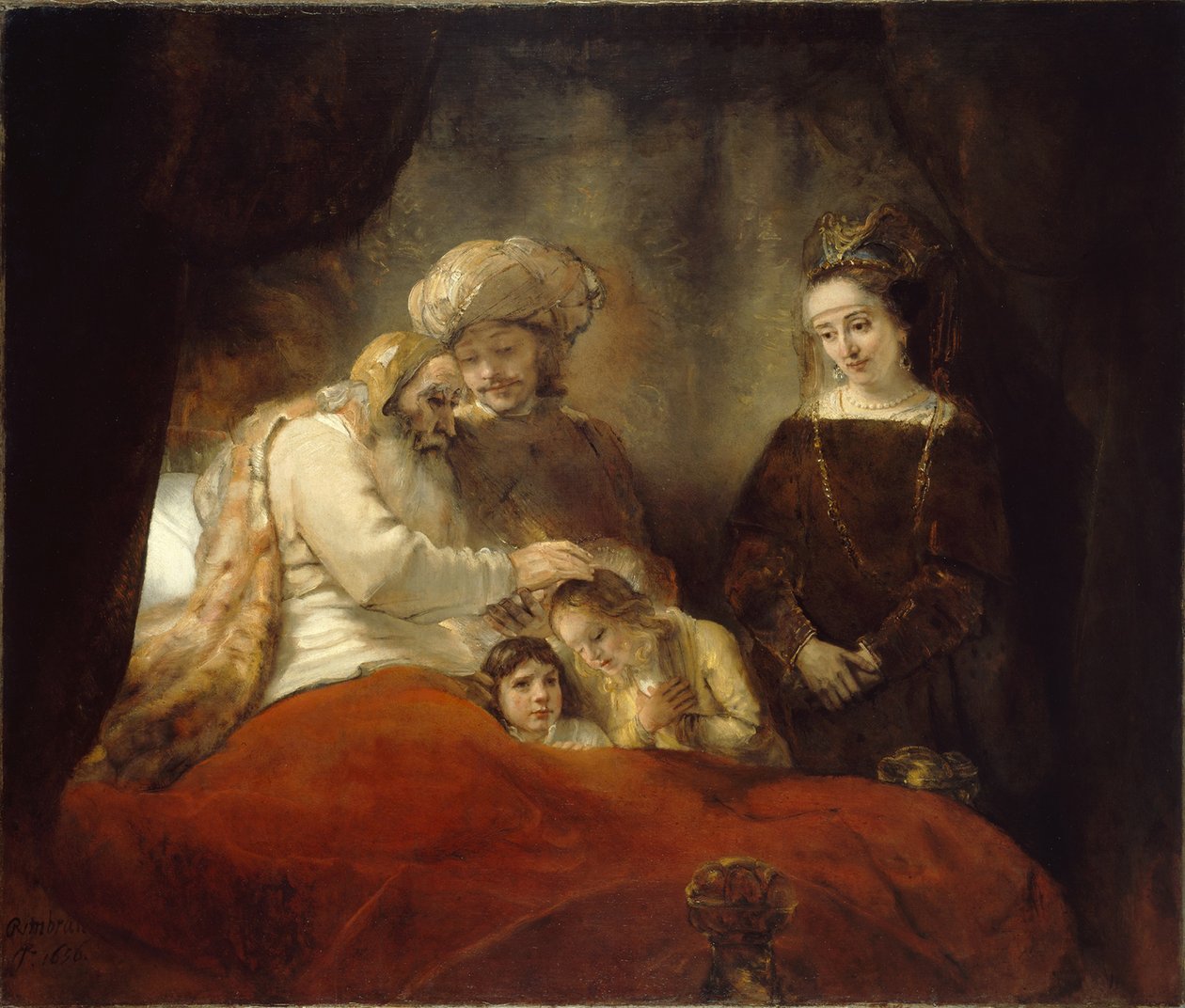 Jacob Blessing Efraim og Manasse, 1656 av Rembrandt van Rijn