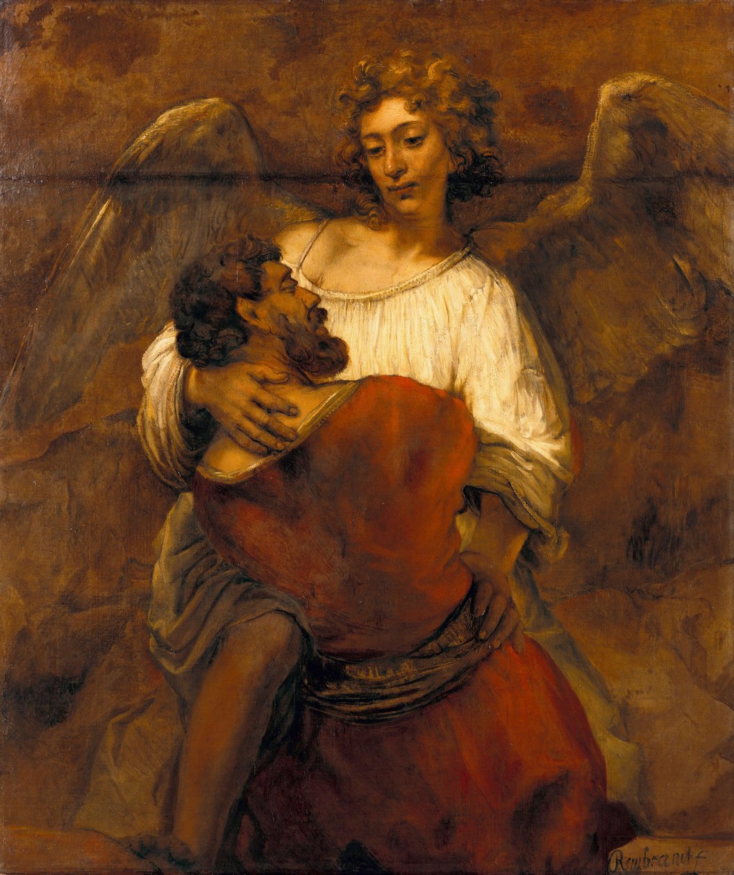 Jacob Wrestling with the Angel, ca 1659 av Rembrandt van Rijn