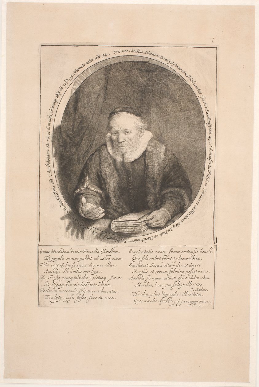 Jan Cornelis Sylvius, predikant: portrett laget etter hans død av Rembrandt van Rijn