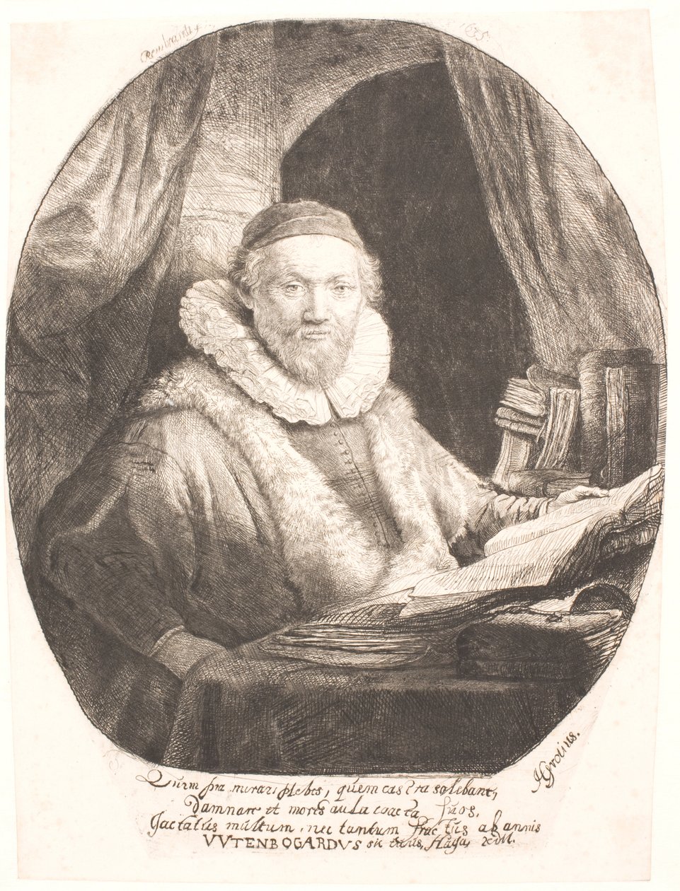 Jan Uytenbogaert, predikant for sekten av Arminian-remonstarnter av Rembrandt van Rijn