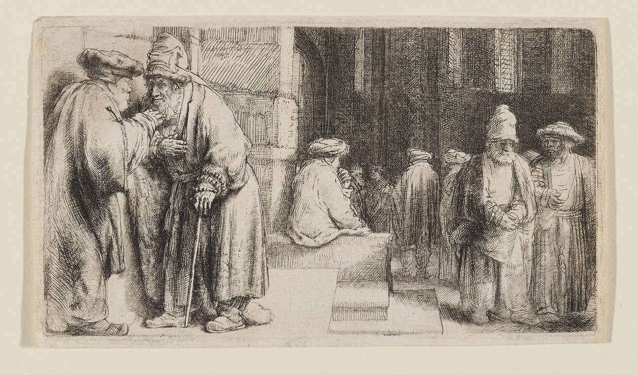 Jøder i en synagoge av Rembrandt van Rijn