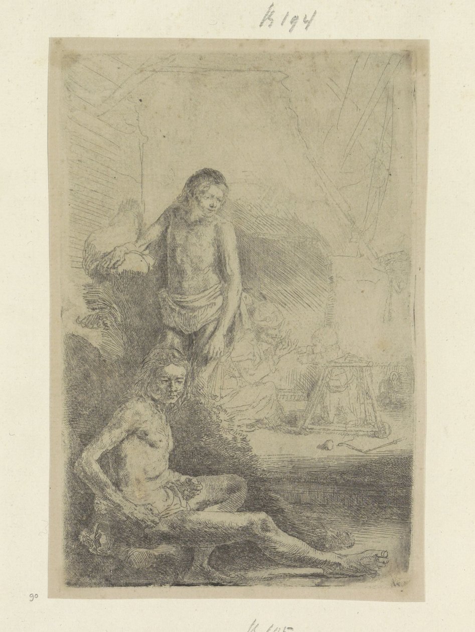Ung mann, sittende og stående Recueil de quatre-vingt-cinq estampes originales (serietittel) av Rembrandt van Rijn