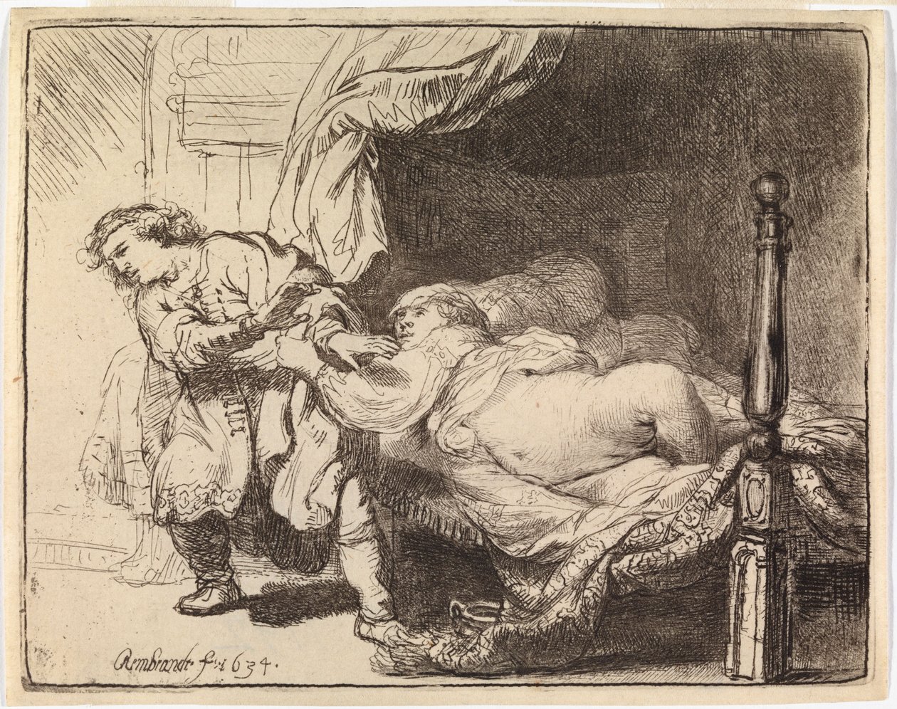 Josef og Potifars kone av Rembrandt van Rijn