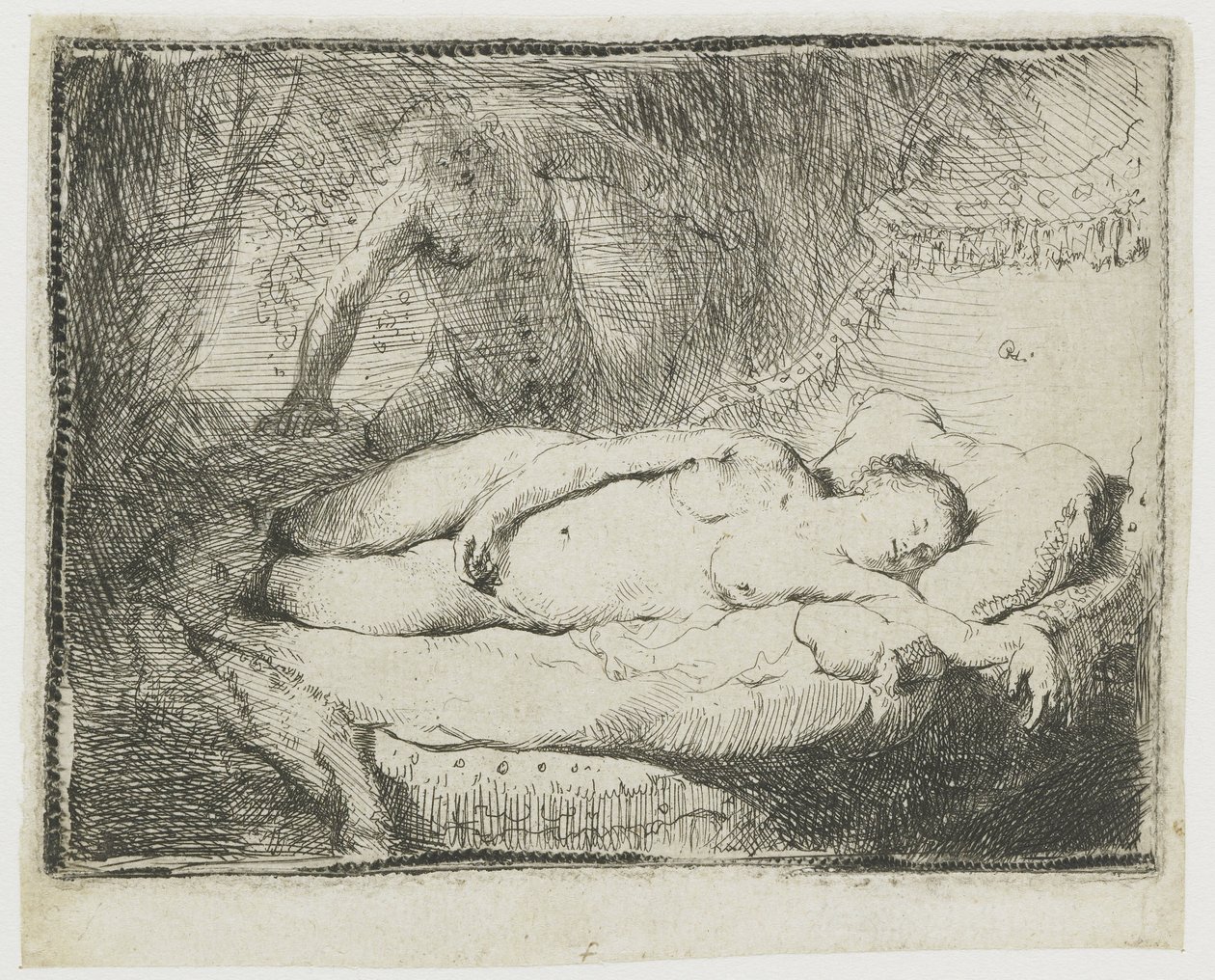 Jupiter og Antiope: mindre plate av Rembrandt van Rijn