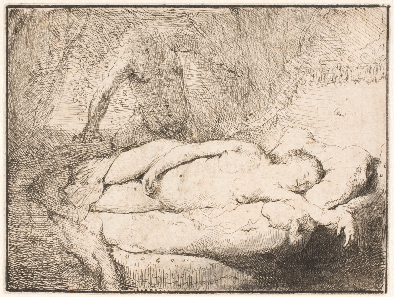 Jupiter og Antiope: det minste bildet av Rembrandt van Rijn