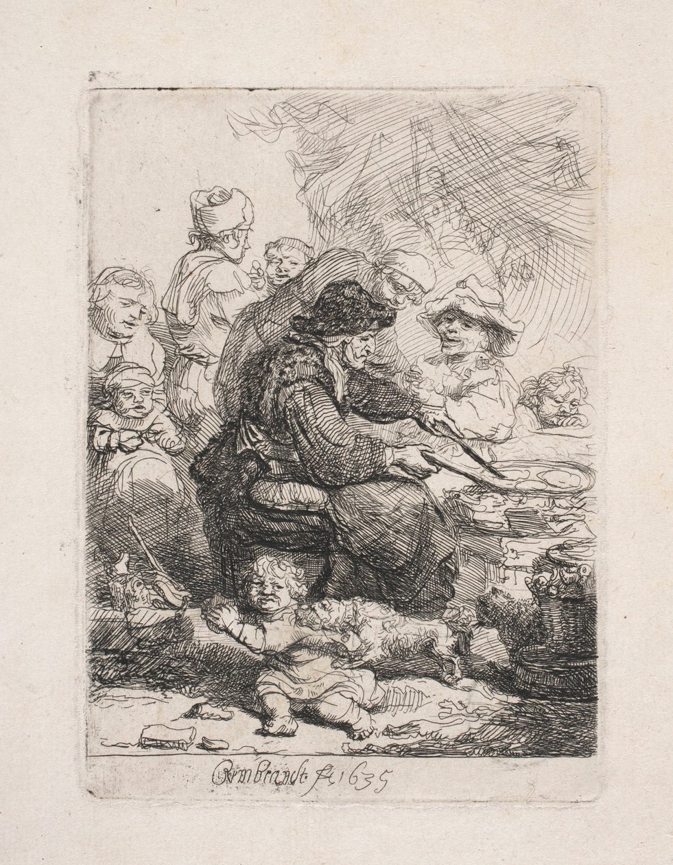 En kvinne som steker pannekaker av Rembrandt van Rijn