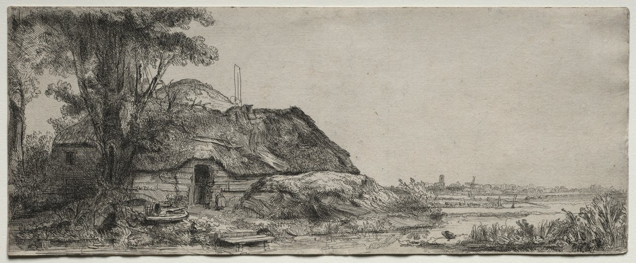 Landskap med hytte og stort tre, 1641. av Rembrandt van Rijn