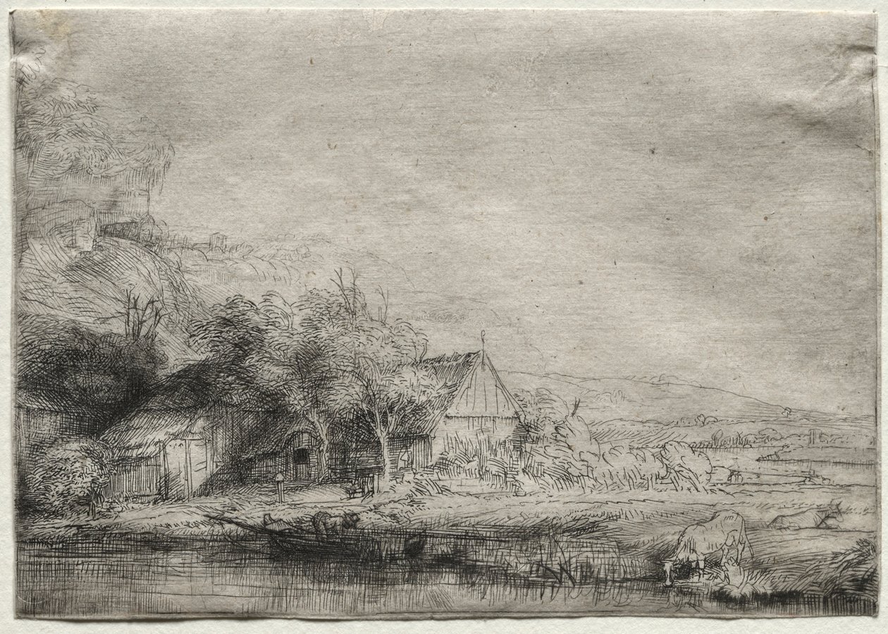 Landskap med en ku, ca. 1650. av Rembrandt van Rijn