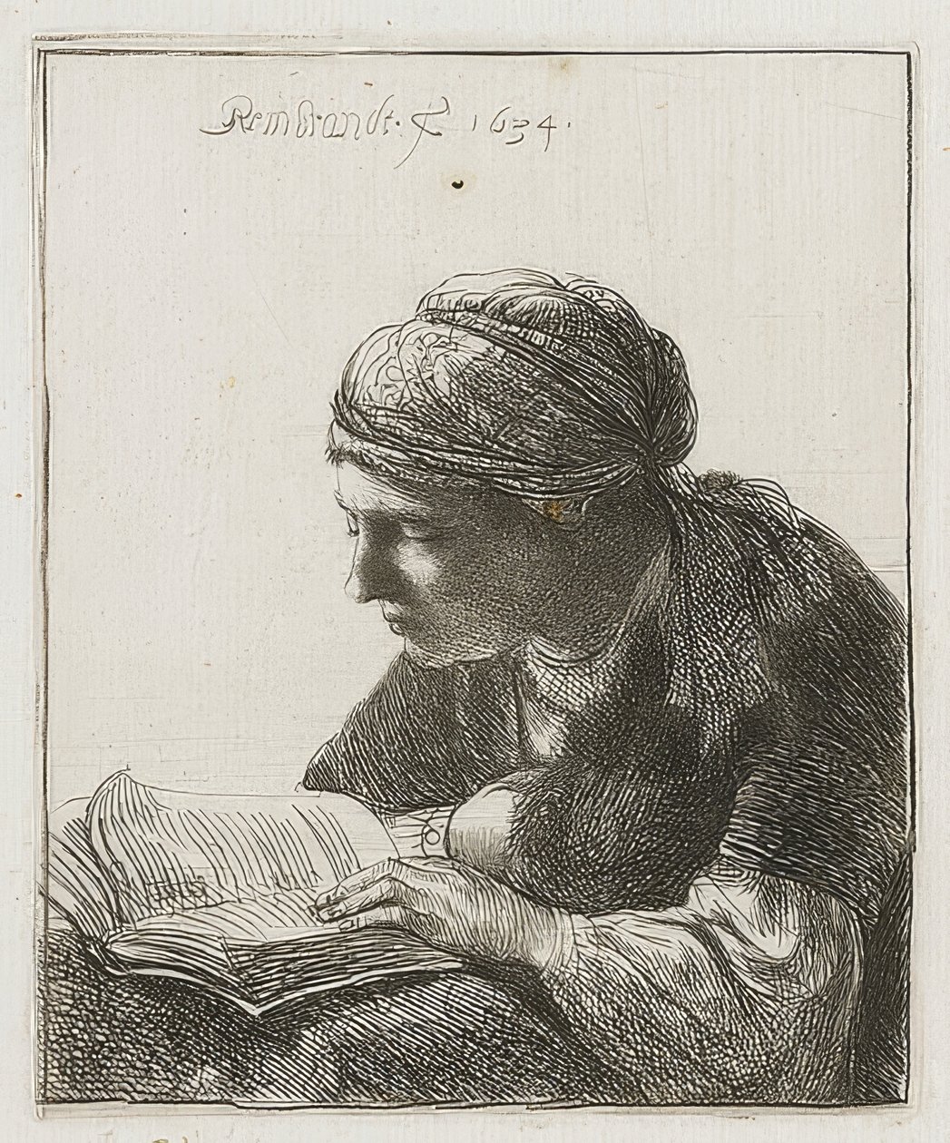 Lesende. 1634 av Rembrandt van Rijn