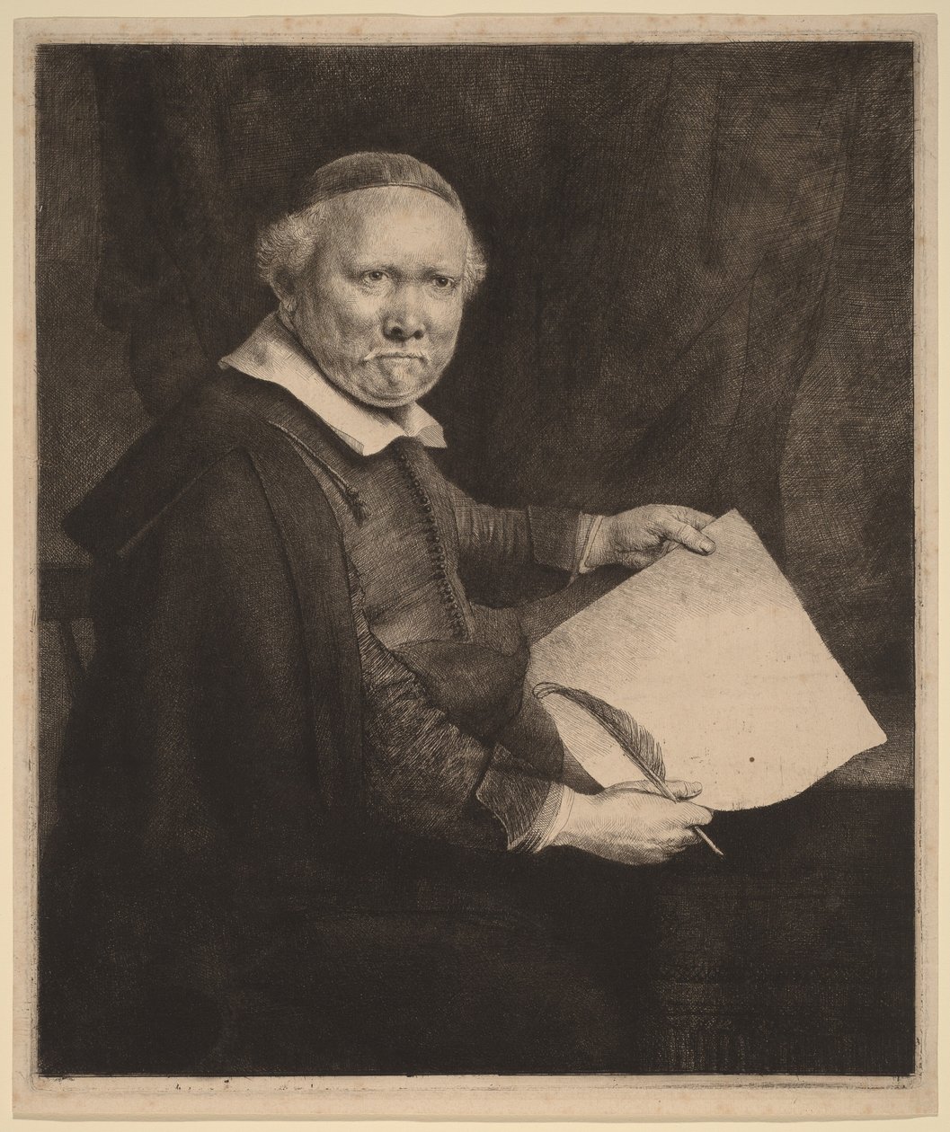 Lieven Willemsz van Coppenol: «The Larger Plate» av Rembrandt van Rijn