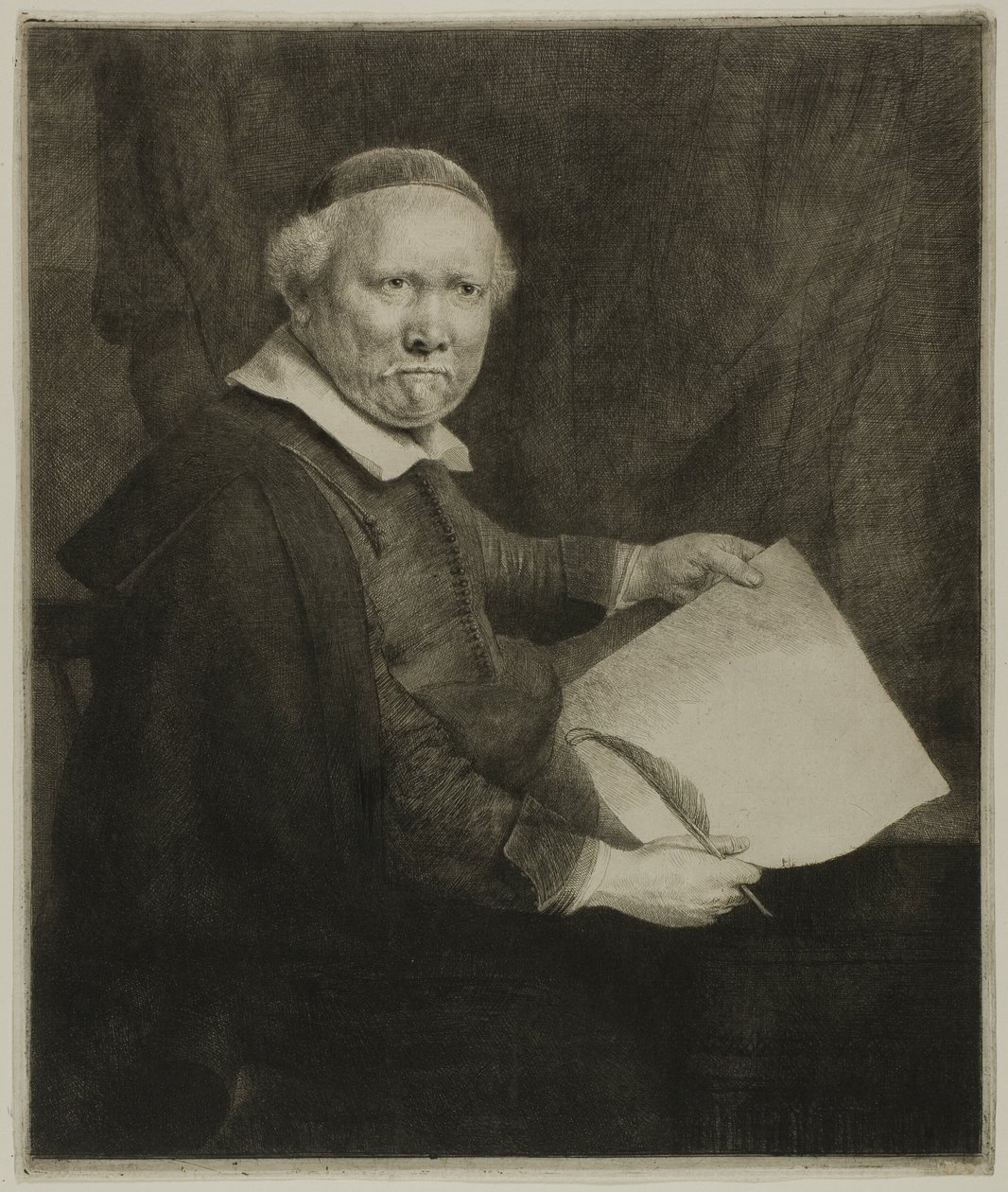 Lieven Willemsz. von Coppenol, forfattermester: The Larger Plate av Rembrandt van Rijn