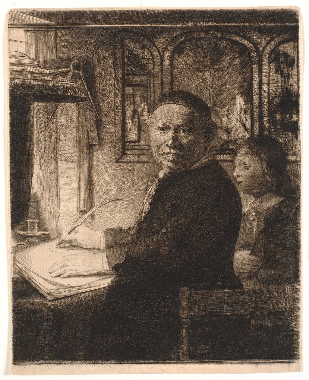 Lieven Willemsz van Coppenol, skrivemester: den mindre platen av Rembrandt van Rijn